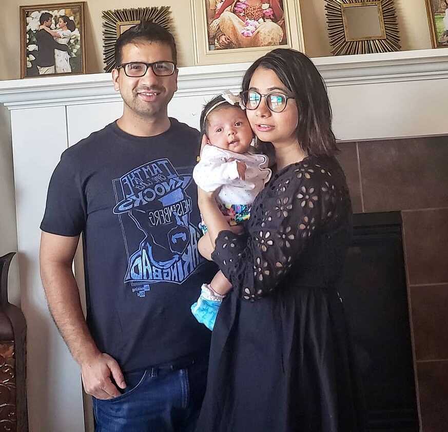 Binita Baral with her husband and daughter