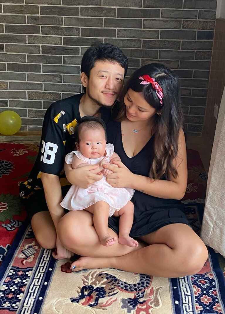 Saana Gurung with husband and daughter